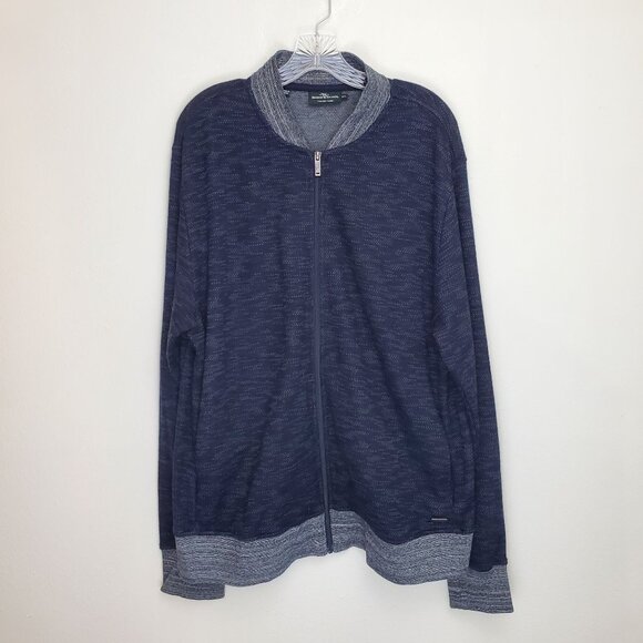 Rodd & Gunn Scene Lane Top merino wool full zip in Eclipse
